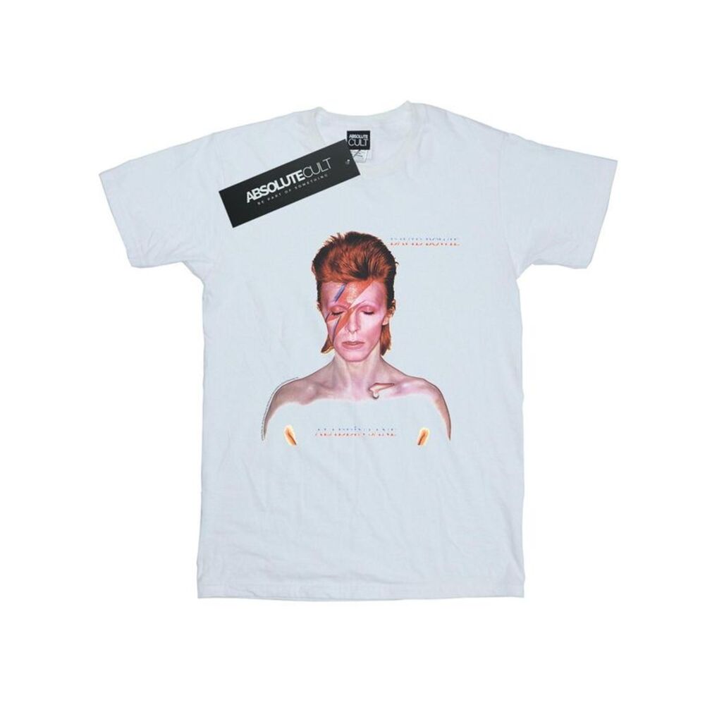 David Bowie Womens/Ladies Aladdin Sane Version Cotton Boyfriend T-Shirt / White